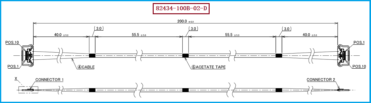 I-PEX 82434-100B-02-D极细同轴线束