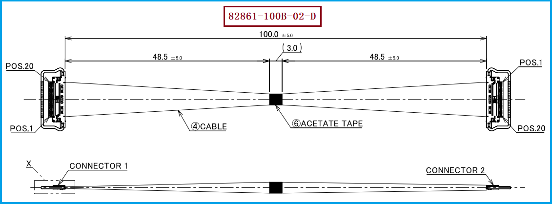 I-PEX 82861-100B-02-D极细同轴线束