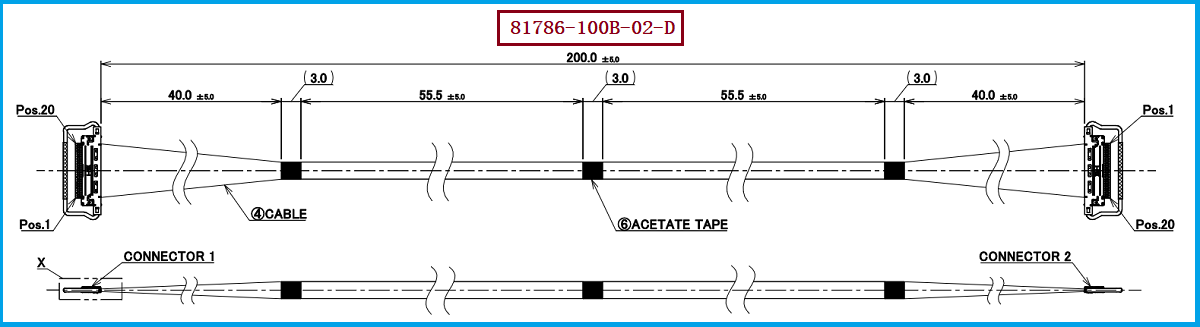 I-PEX 81786-100B-02-D极细同轴线束