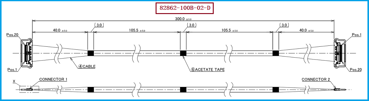 I-PEX 82862-100B-02-D极细同轴线束