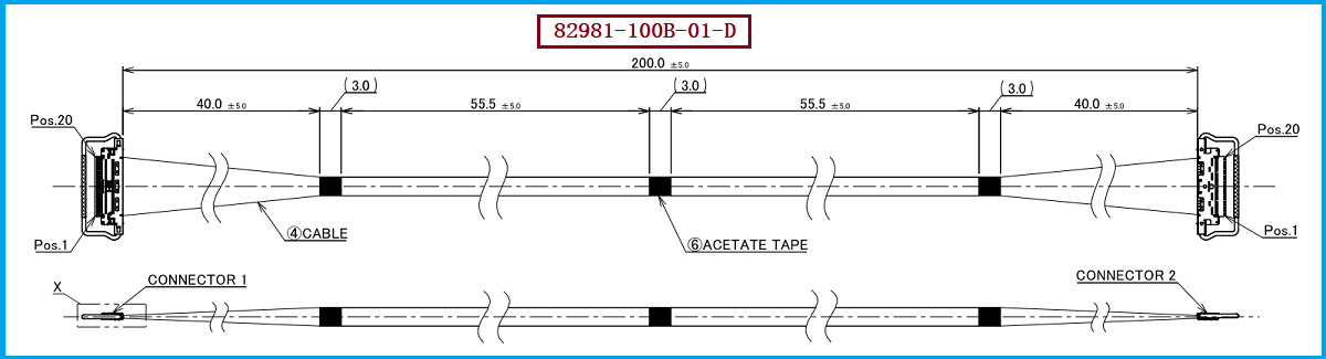 I-PEX 82981-100B-01-D极细同轴线束