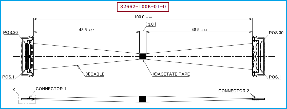 I-PEX 82662-100B-01-D极细同轴线束