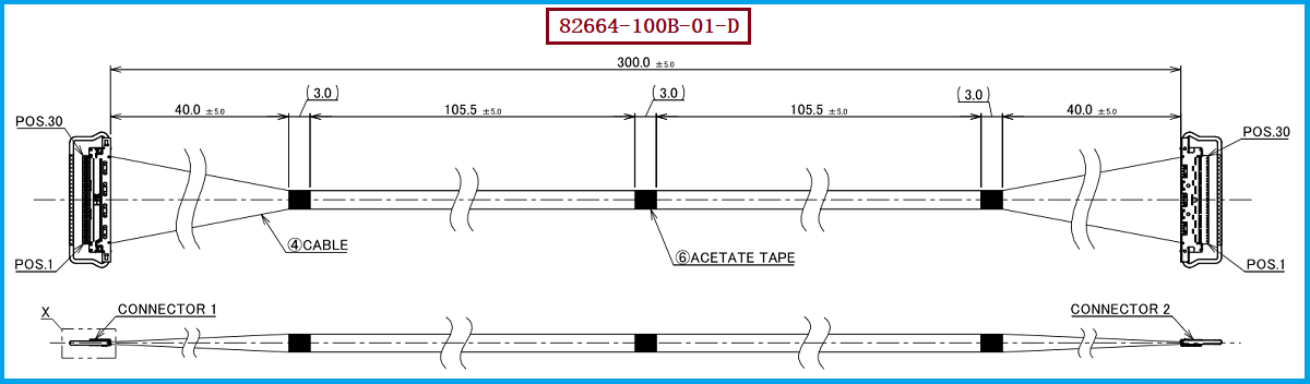 I-PEX 82664-100B-01-D极细同轴线束