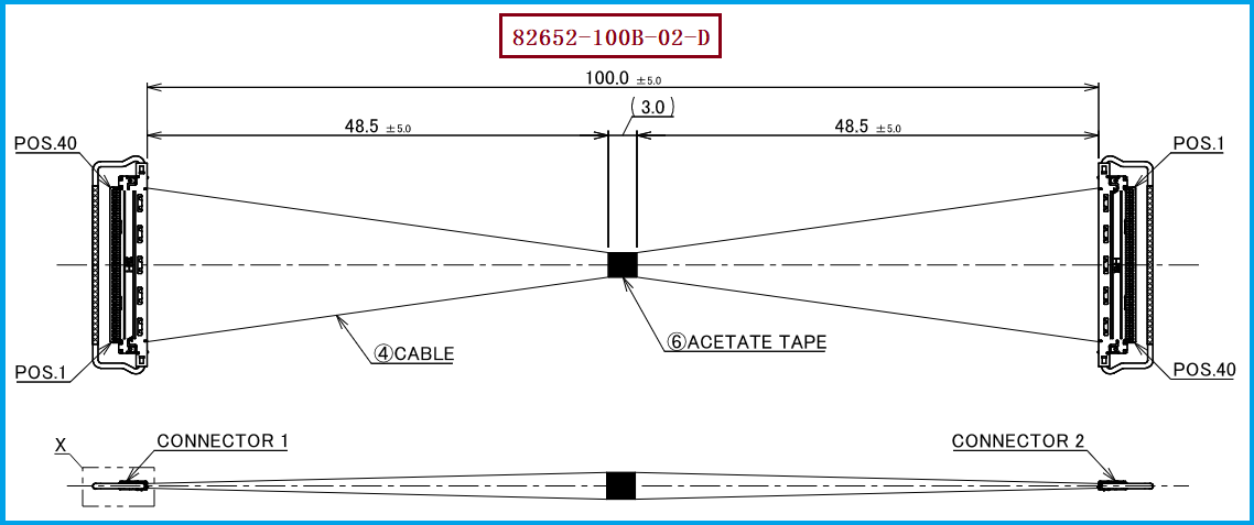 I-PEX 82652-100B-02-D极细同轴线束