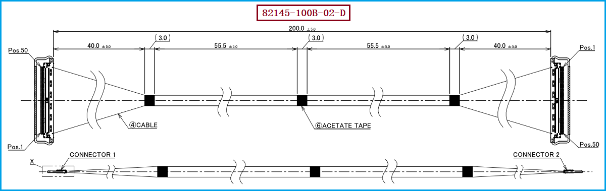 I-PEX 82145-100B-02-D极细同轴线束