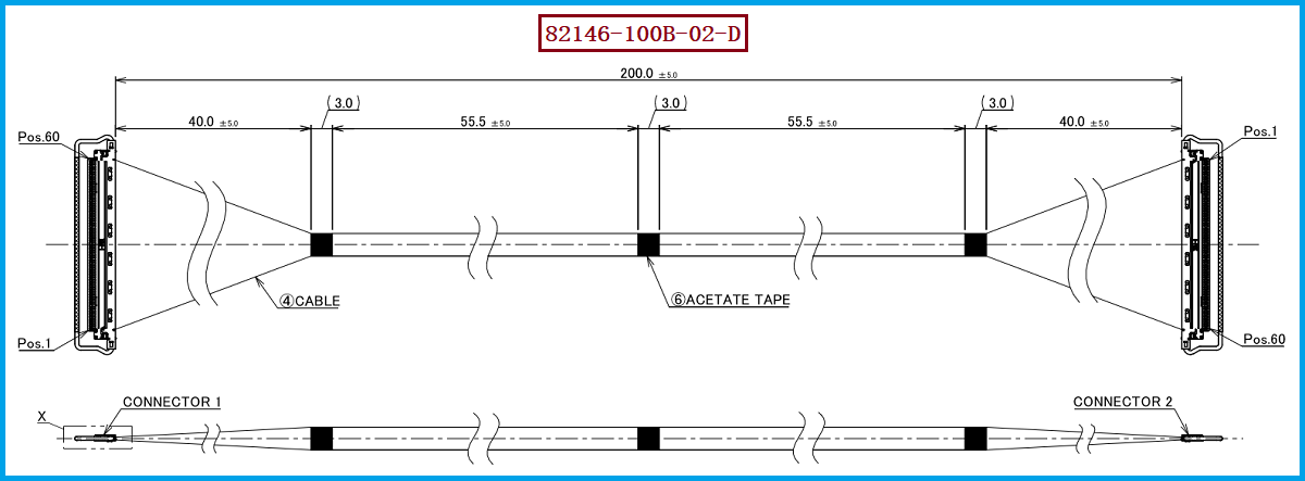 I-PEX 82146-100B-02-D极细同轴线束