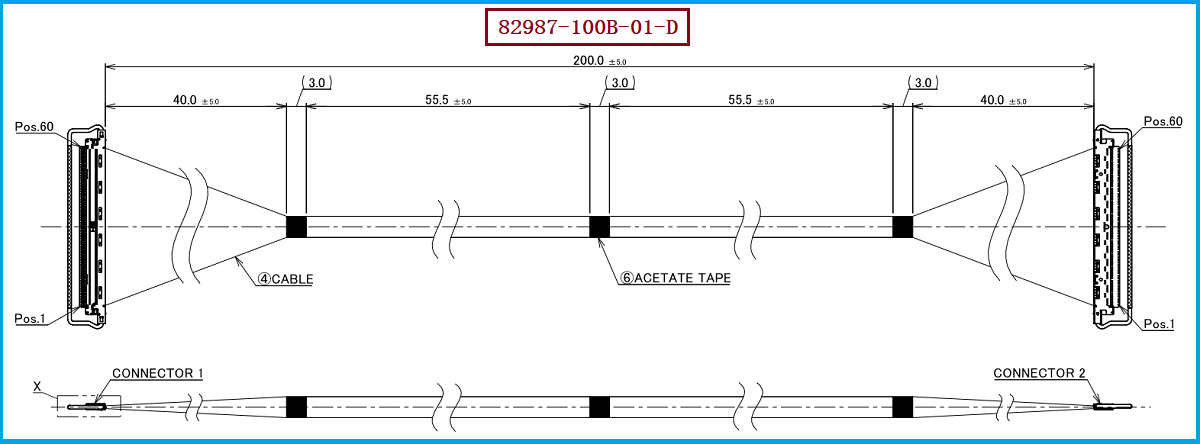 I-PEX 82987-100B-01-D极细同轴线束