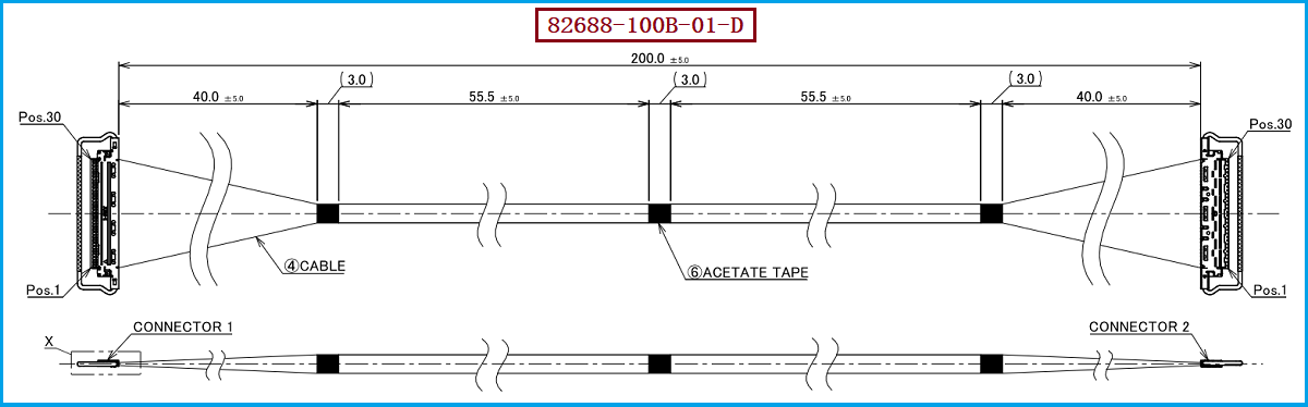 I-PEX 82688-100B-01-D极细同轴线束