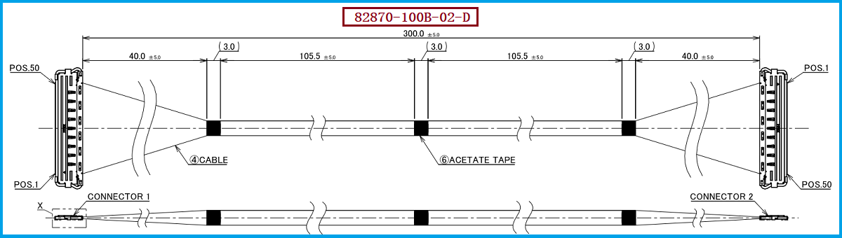 I-PEX 82870-100B-02-D极细同轴线束
