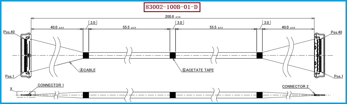 I-PEX 83002-100B-01-D极细同轴线束