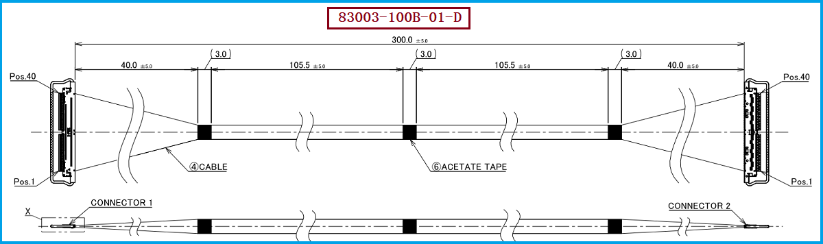 I-PEX 83003-100B-01-D极细同轴线束