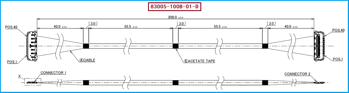 I-PEX 83005-100B-01-D极细同轴线束
