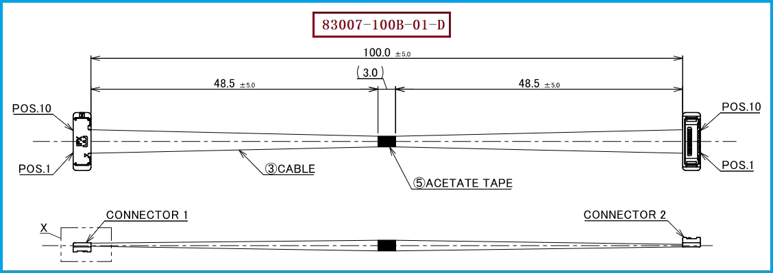 I-PEX 83007-100B-01-D极细同轴线束