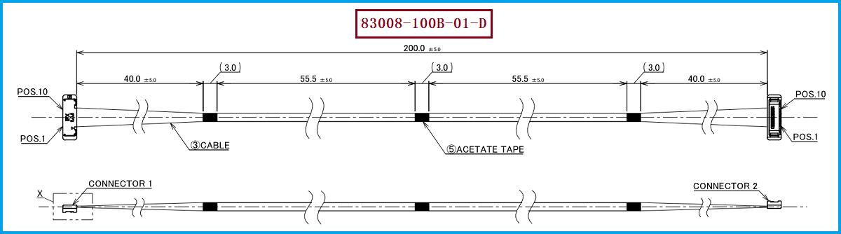 I-PEX 83008-100B-01-D极细同轴线束