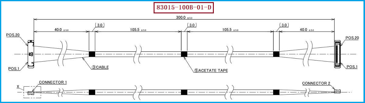 I-PEX 83015-100B-01-D极细同轴线束