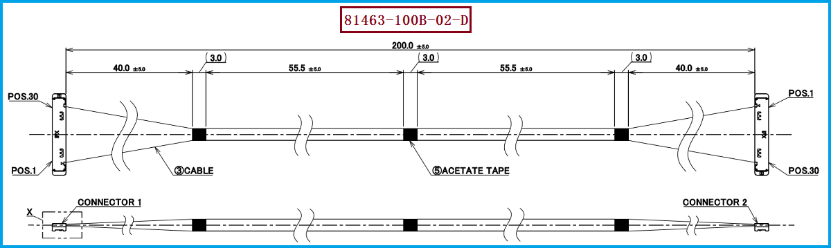 I-PEX 81463-100B-02-D极细同轴线束