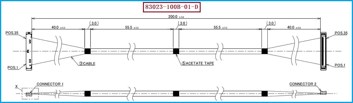 I-PEX 83023-100B-01-D极细同轴线束