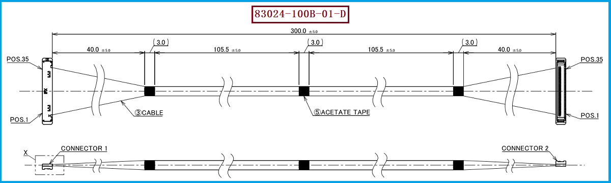 I-PEX 83024-100B-01-D极细同轴线束