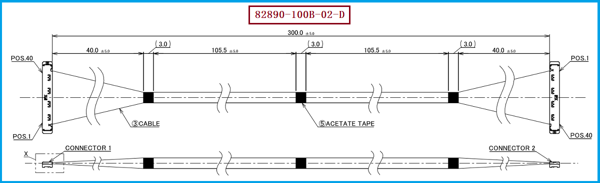 I-PEX 82890-100B-02-D极细同轴线束