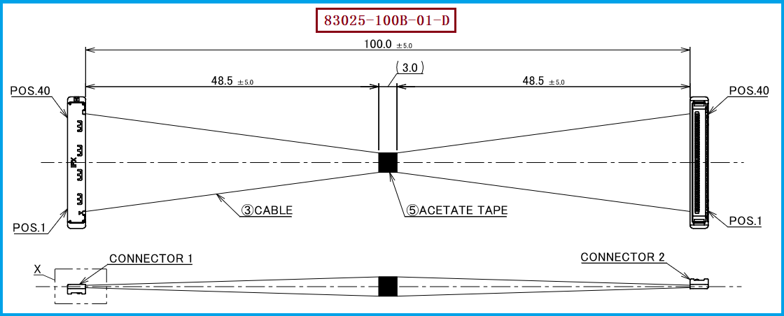 I-PEX 83025-100B-01-D极细同轴线束