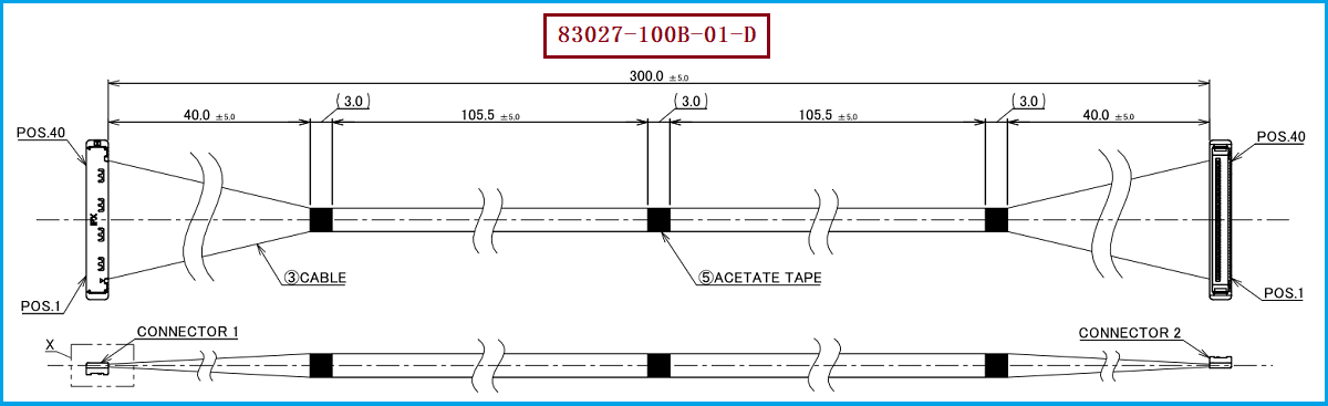 I-PEX 83027-100B-01-D极细同轴线束