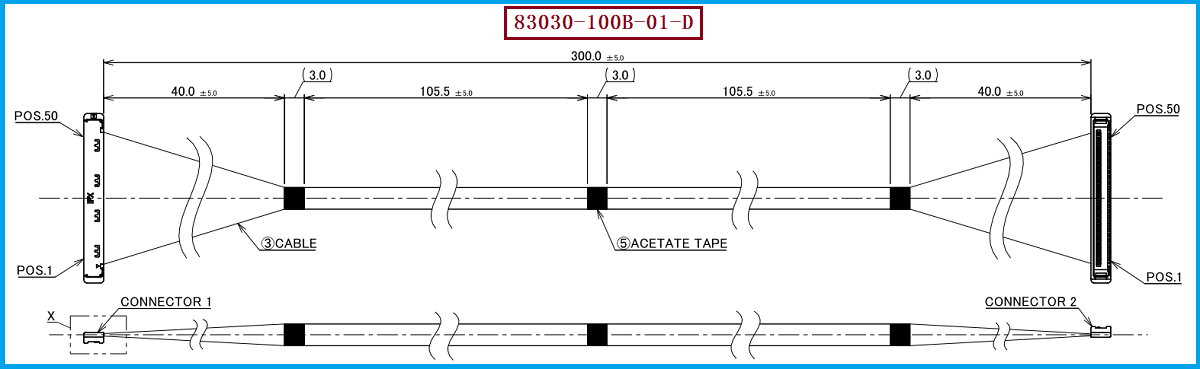 I-PEX 83030-100B-01-D极细同轴线束