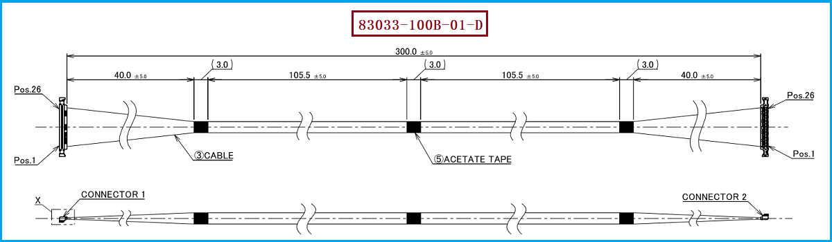 I-PEX 83033-100B-01-D极细同轴线束