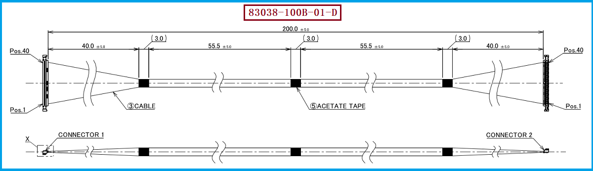 I-PEX 83038-100B-01-D极细同轴线束