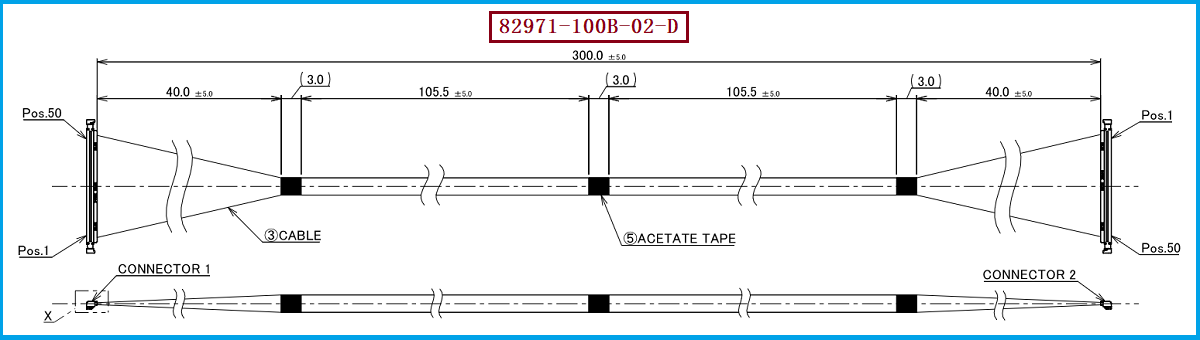 I-PEX 82971-100B-02-D极细同轴线束
