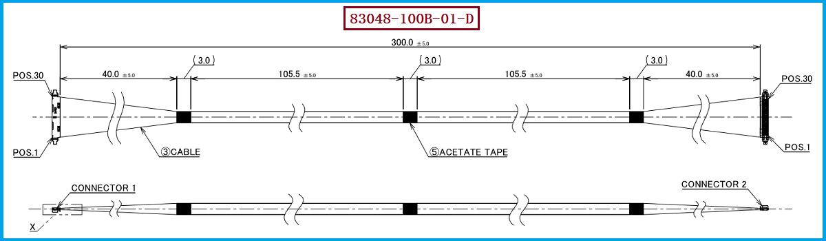 I-PEX 83048-100B-01-D极细同轴线束