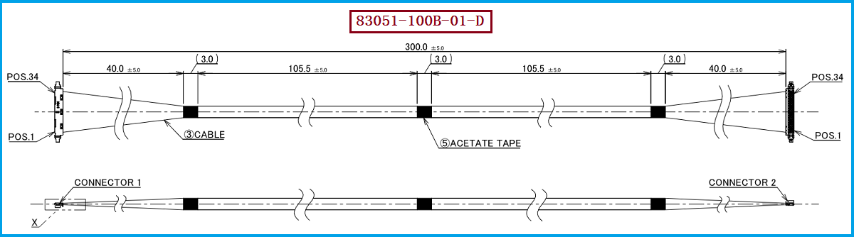 I-PEX 83051-100B-01-D极细同轴线束