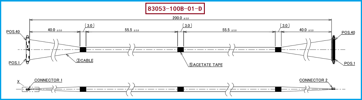 I-PEX 83053-100B-01-D极细同轴线束