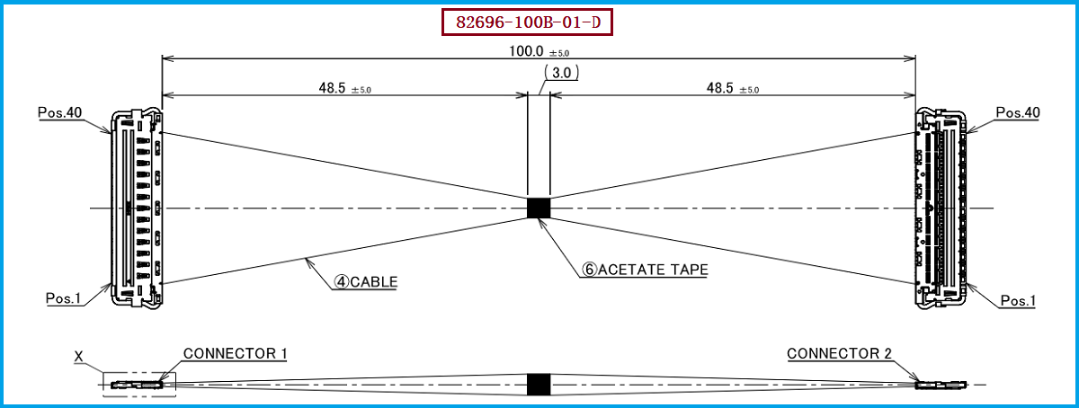 I-PEX 82696-100B-01-D极细同轴线束