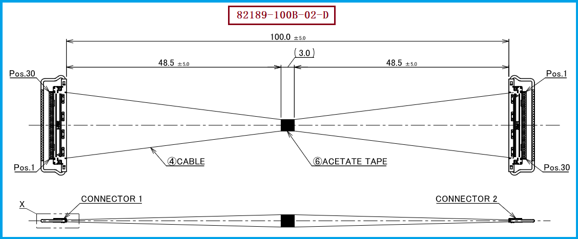 I-PEX 82189-100B-02-D极细同轴线束